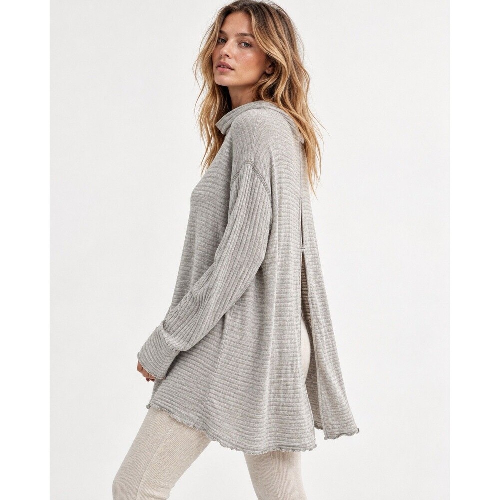 We The Free Women's Lover Top Long Sleeve Split-Back Ribbed Oversized Mock Neck